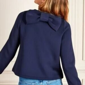 Stella & Dot Navy Blue Crush It Bow Back Structured Blouse Small